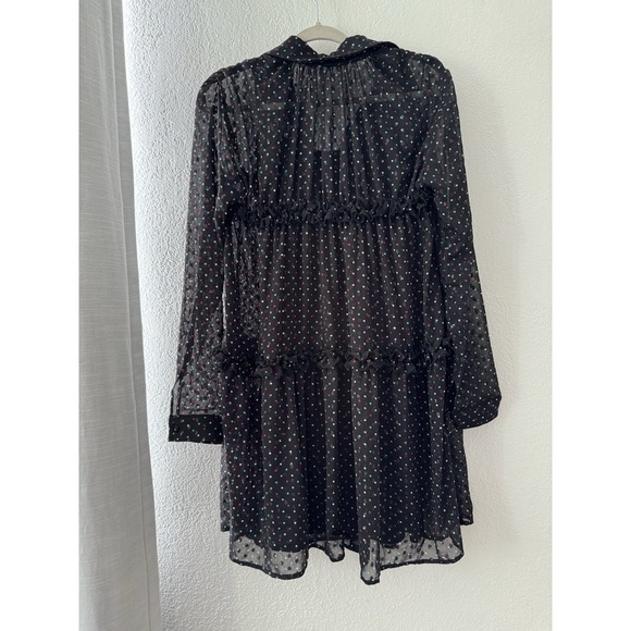 Anthropology EVA FRANCO Haven Ruffle Polka Dot Collar TUNIC DRESS BLACK 6 - Picture 10 of 14